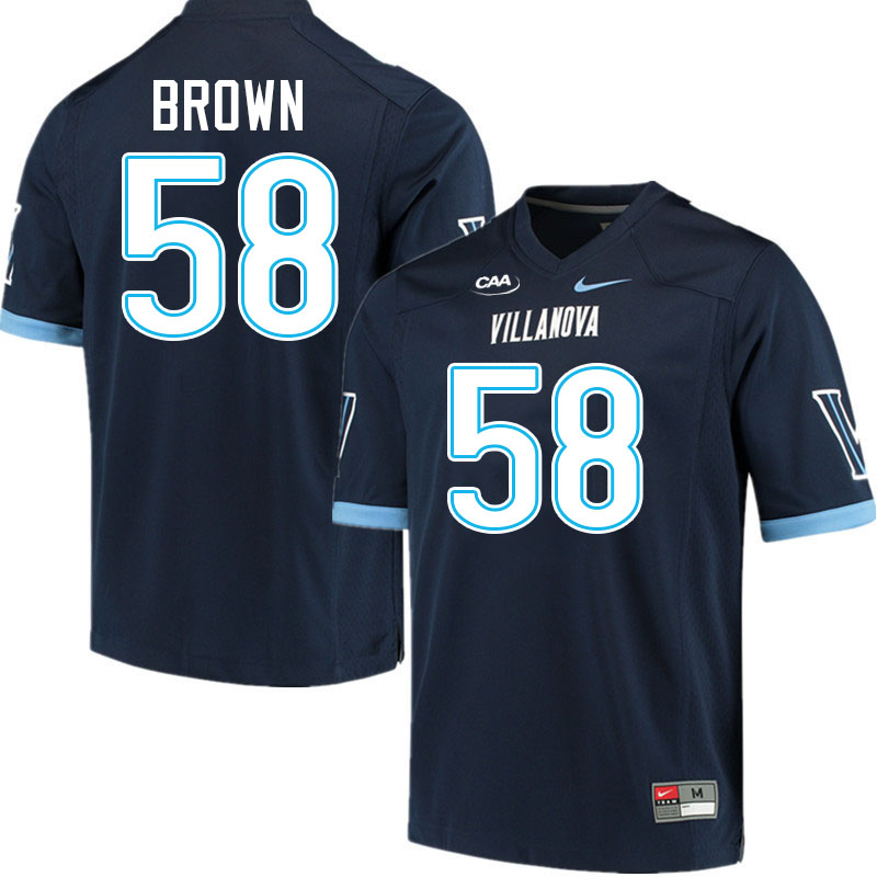 Villanova Wildcats #58 Thomas Brown College Football Jerseys Stitched-Navy